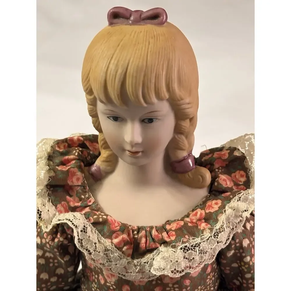 Vintage Shackman Doll Bisque Head, Hands, Feet, Cloth Body Floral Dress Prairie